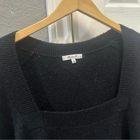 Madewell plus square neck pullover black sweater coziest yarn size 2X - Picture 3 of 7